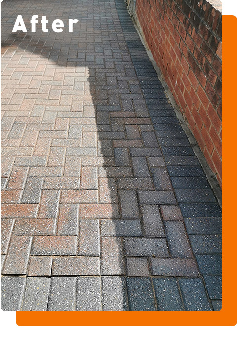 Block paving after cleaning and sealing